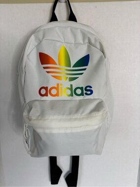 adidas White Small Backpack with Black Trim
